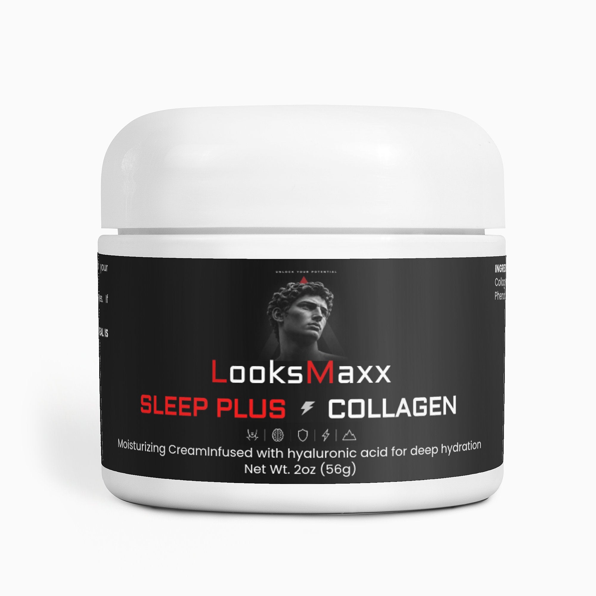 LookMaxxing collagen night cream jar for men looksmaxxing