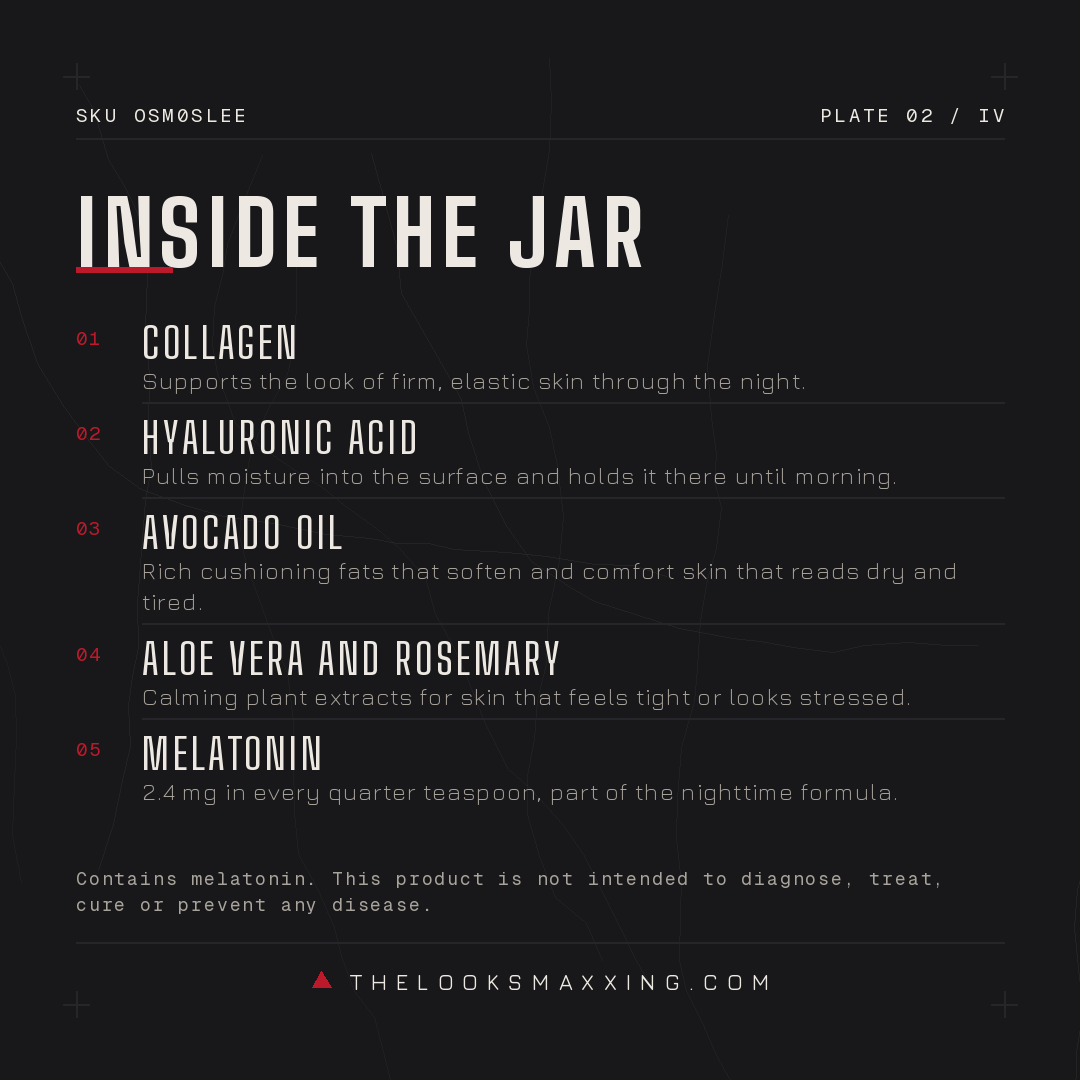 What is inside Sleep Plus, melatonin, collagen, hyaluronic acid, aloe vera, avocado oil, lavender oil