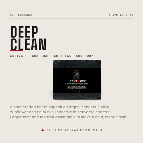 Activated charcoal soap bar, deep clean daily cleansing bar